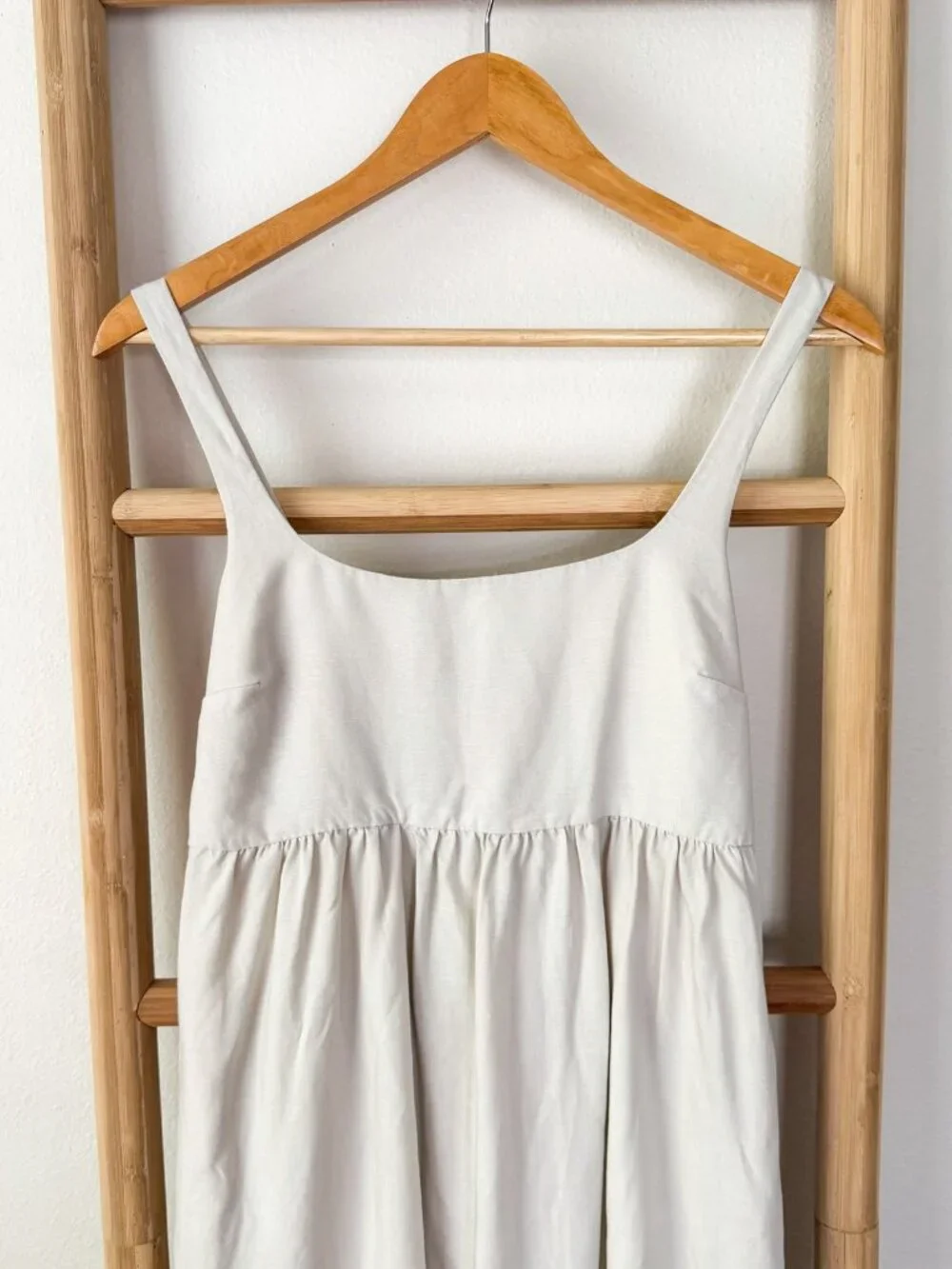 Zara Linen Cream Ivory Midi Dress Size XS Beige Minimalist Slip Sundress - Picture 4 of 10